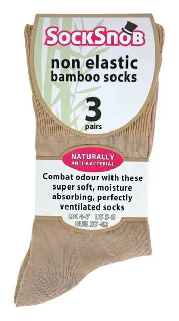 Lot de 3 paires de chaussettes en bambou non élastiques anti-odeurs pour femme 4