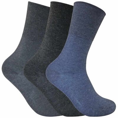 3 Pack Ladies Non Elastic Thermal Diabetic Socks for Poor Circulation (THRDIAL03) (4-8UK) (Blue)
