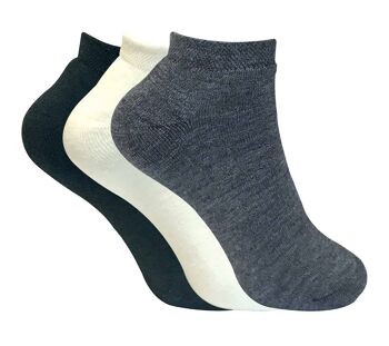 3 paires de chaussettes d'entraînement thermiques rembourrées colorées à la cheville pour femmes 7