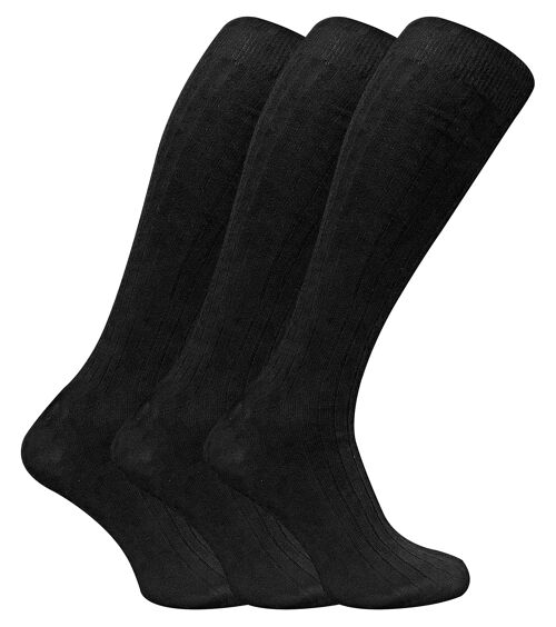 SOCK SNOB - 3 Pairs Mens Long Knee High Length 100% Cotton Socks