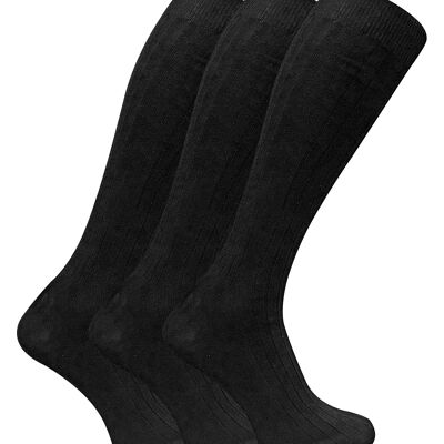 SOCK SNOB - 3 Pairs Mens Long Knee High Length 100% Cotton Socks