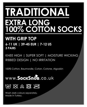 SOCK SNOB - 3 Paires de Chaussettes Longues Genou Hautes 100% Coton pour Homme 2