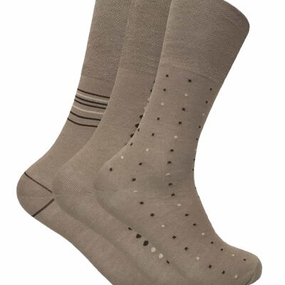 3 paires de chaussettes en bambou antibactériennes et anti-transpiration non élastiques pour hommes
