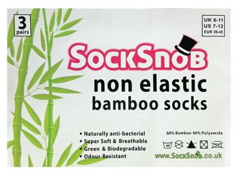 3 paires de chaussettes en bambou antibactériennes et anti-transpiration non élastiques pour hommes 2