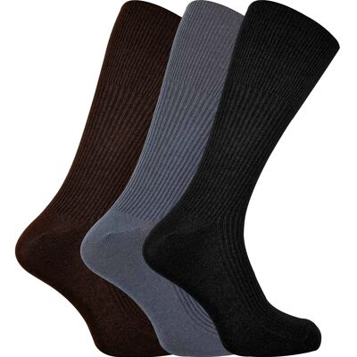 3 pares de calcetines de vestir de mezcla de cachemir con parte superior suelta no elástica acanalada para hombre