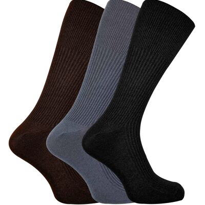 3 pares de calcetines de vestir de mezcla de cachemir con parte superior suelta no elástica acanalada para hombre