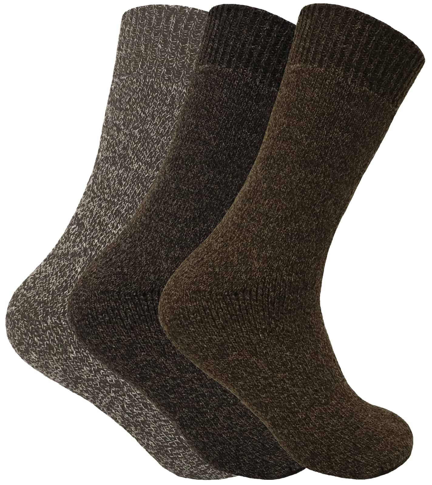 3 Paar Herren-Socken mit gepolsterter Sohle und warmer Thermowolle für Wanderschuhe