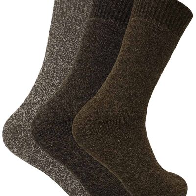 3 pares de calcetines térmicos cálidos de lana para caminar con suela acolchada para hombre
