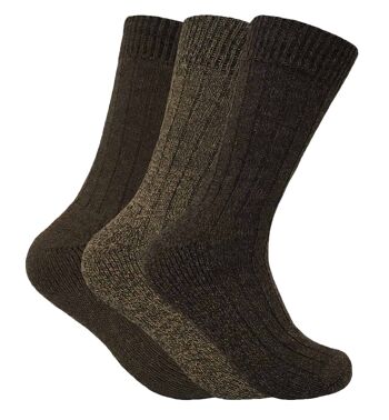 Lot de 3 paires de chaussettes de randonnée en mélange de laine pour homme avec semelle coussinée pour bottes 5