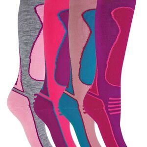 4 paires de chaussettes de ski longues en mélange de laine pour enfants