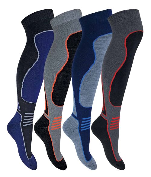 4 Pairs Mens & Ladies Long Knee High Wool Blend Ski Socks