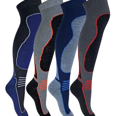 4 paires de chaussettes de ski longues en mélange de laine pour hommes et femmes