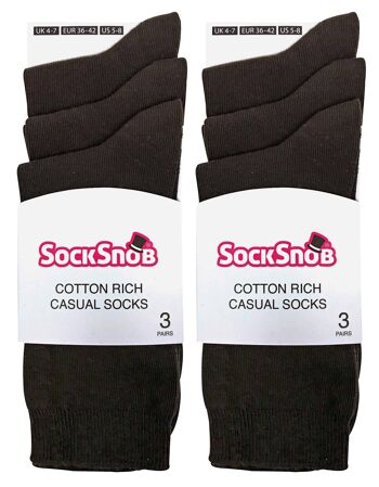 Sock Snob - 6 Paires de Socquettes Riches en Coton de Couleur Unie pour Femmes 8