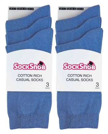 Sock Snob - 6 Paires de Socquettes Riches en Coton de Couleur Unie pour Femmes 12