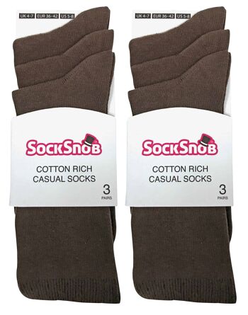 Sock Snob - 6 Paires de Socquettes Riches en Coton de Couleur Unie pour Femmes 16