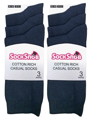 Sock Snob - 6 Paires de Socquettes Riches en Coton de Couleur Unie pour Femmes 18