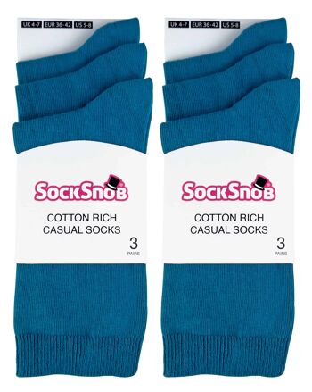 Sock Snob - 6 Paires de Socquettes Riches en Coton de Couleur Unie pour Femmes 20