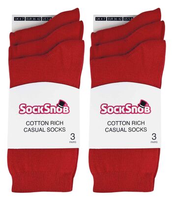 Sock Snob - 6 Paires de Socquettes Riches en Coton de Couleur Unie pour Femmes 26