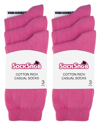 Sock Snob - 6 Paires de Socquettes Riches en Coton de Couleur Unie pour Femmes 28