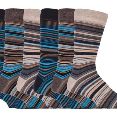 Paquete de 6 calcetines de algodón con estampado de rayas de colores para hombre en 7 estilos