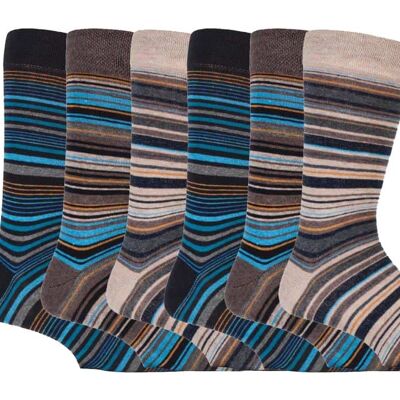 Paquete de 6 calcetines de algodón con estampado de rayas de colores para hombre en 7 estilos