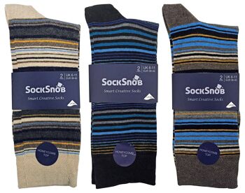 Lot de 6 chaussettes en coton à rayures colorées pour homme en 7 styles 2