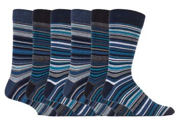 Lot de 6 chaussettes en coton à rayures colorées pour homme en 7 styles 5
