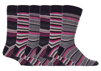 Lot de 6 chaussettes en coton à rayures colorées pour homme en 7 styles 13