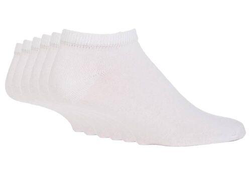 6 Pairs Mens Plain White No Show Low Cut Cotton Ankle Trainer Socks