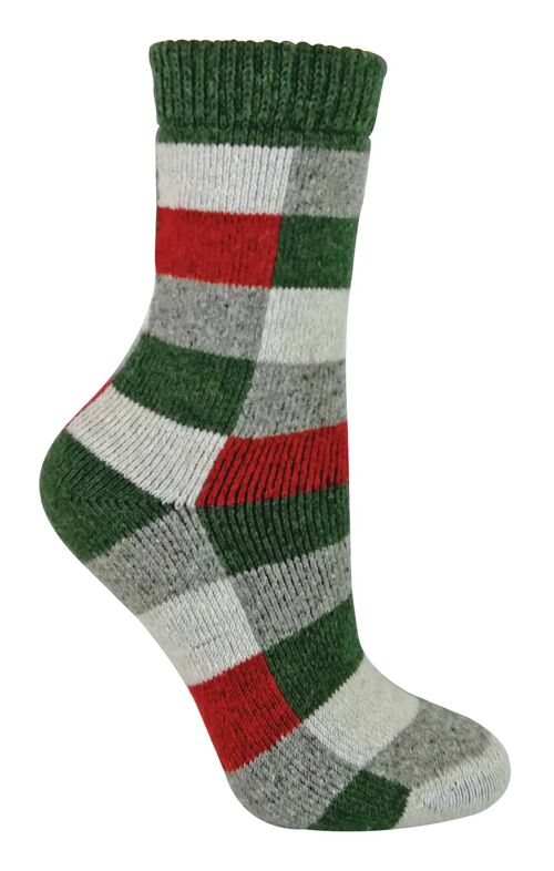 Sock Snob - Ladies Checkered Patterned Breathable Wool Blend Socks