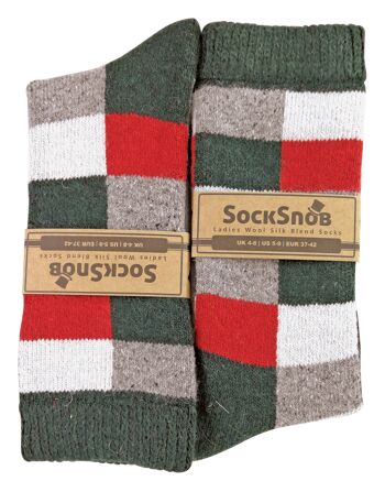 Sock Snob - Chaussettes en laine mélangée respirantes à carreaux pour femmes 2