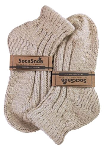 Sock Snob - Chaussettes pour bottines épaisses côtelées en laine mélangée coupe basse pour femmes 8