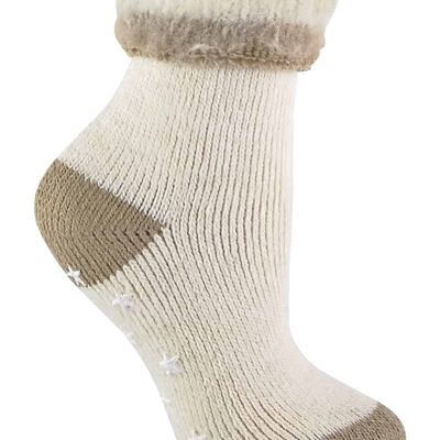 Ladies Alpaca Wool Blend Thermal Slipper Bed Socks with Grippers