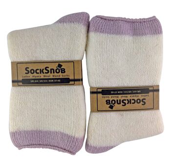 Chaussettes de lit thermiques en mélange de laine d'alpaga pour femmes avec pinces 6