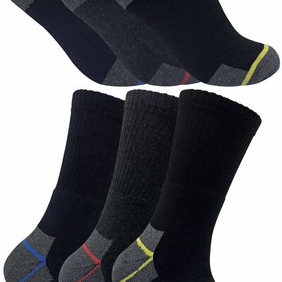 Sock Snob - 6 paia di calzini da lavoro da uomo in cotone per stivali con punta in acciaio