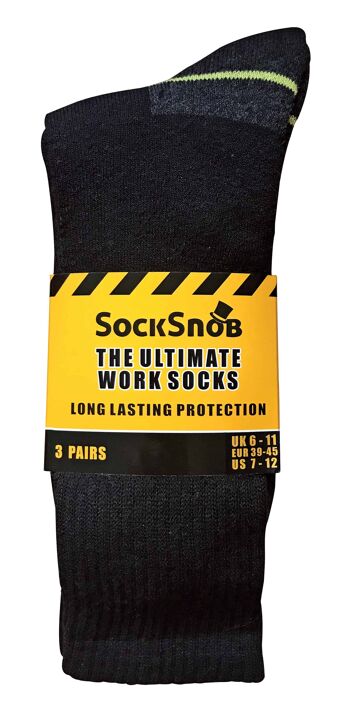 Sock Snob - 6 paires de chaussettes de travail en coton pour hommes pour bottes à embout d'acier 2