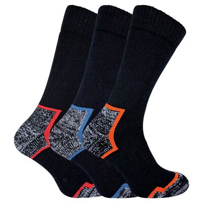 3 paires de chaussettes de travail rembourrées en coton robuste pour homme avec talon et orteil renforcés