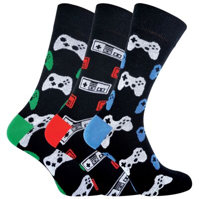 Confezione da 3 calzini per videogiochi da gioco retrò funky novità da uomo 6-11