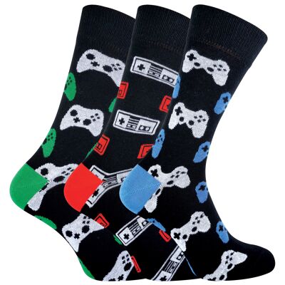 Paquete de 3 calcetines para videojuegos retro para hombre Funky Novedad 6-11