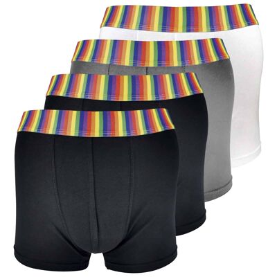 Lot de 4 boxers pour homme en coton doux à rayures arc-en-ciel