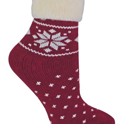 Ladies Wool Bed Socks with Fairisle Design | Sock Snob | Thermal Lounge Socks for Winter | Used for Boots, Sleep, Outdoors or as a Gift | Xmas Christmas Designs