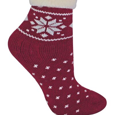 Ladies Wool Bed Socks with Fairisle Design | Sock Snob | Thermal Lounge Socks for Winter | Used for Boots, Sleep, Outdoors or as a Gift | Xmas Christmas Designs