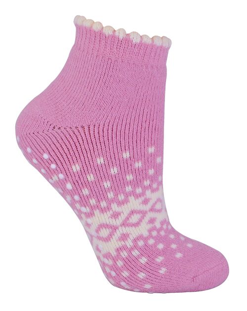 Sock Snob - Ladies / Womens Thermal Low Cut Wool Non Slip Ankle Slipper Socks