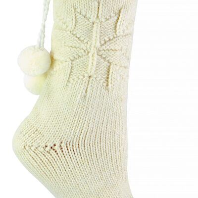 Sock Snob - Calcetines de cama con pompones en mezcla de lana de alpaca para mujer