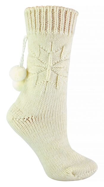 Sock Snob - Chaussettes chaudes pour femme en laine d'alpaga mélangée à pompons 1