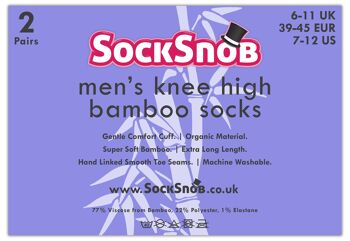 Chaussettes hautes en bambou pour hommes | Chaussette Snob | Lot de 2 paires | Respirant | Évacuation de l'humidité 2