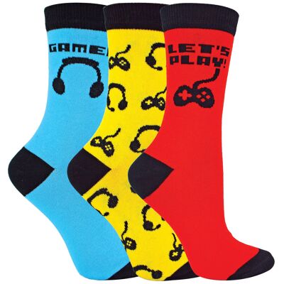 Lot de 3 chaussettes de jeu pour enfants | Chaussette Snob | Chaussettes amusantes de jeu vidéo amusantes pour garçons et filles