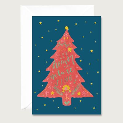 Cartolina di Natale | Albero di Natale folcloristico | Biglietto natalizio