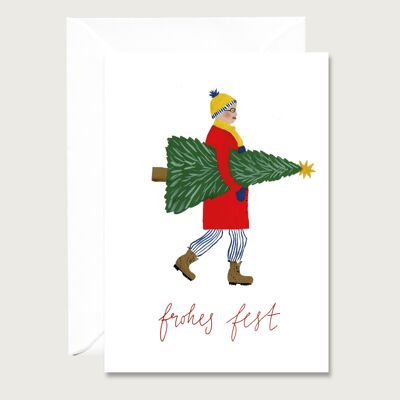 Christmas Card | man fir tree | Christmas card