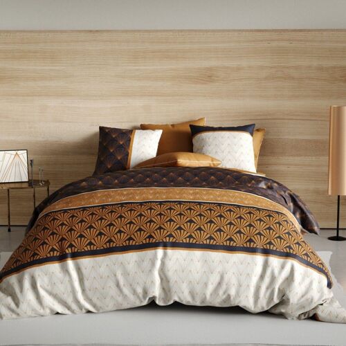 Housse de couette 200x200 cm + 2 taies d'oreiller 63x63 cm Coton Toffee